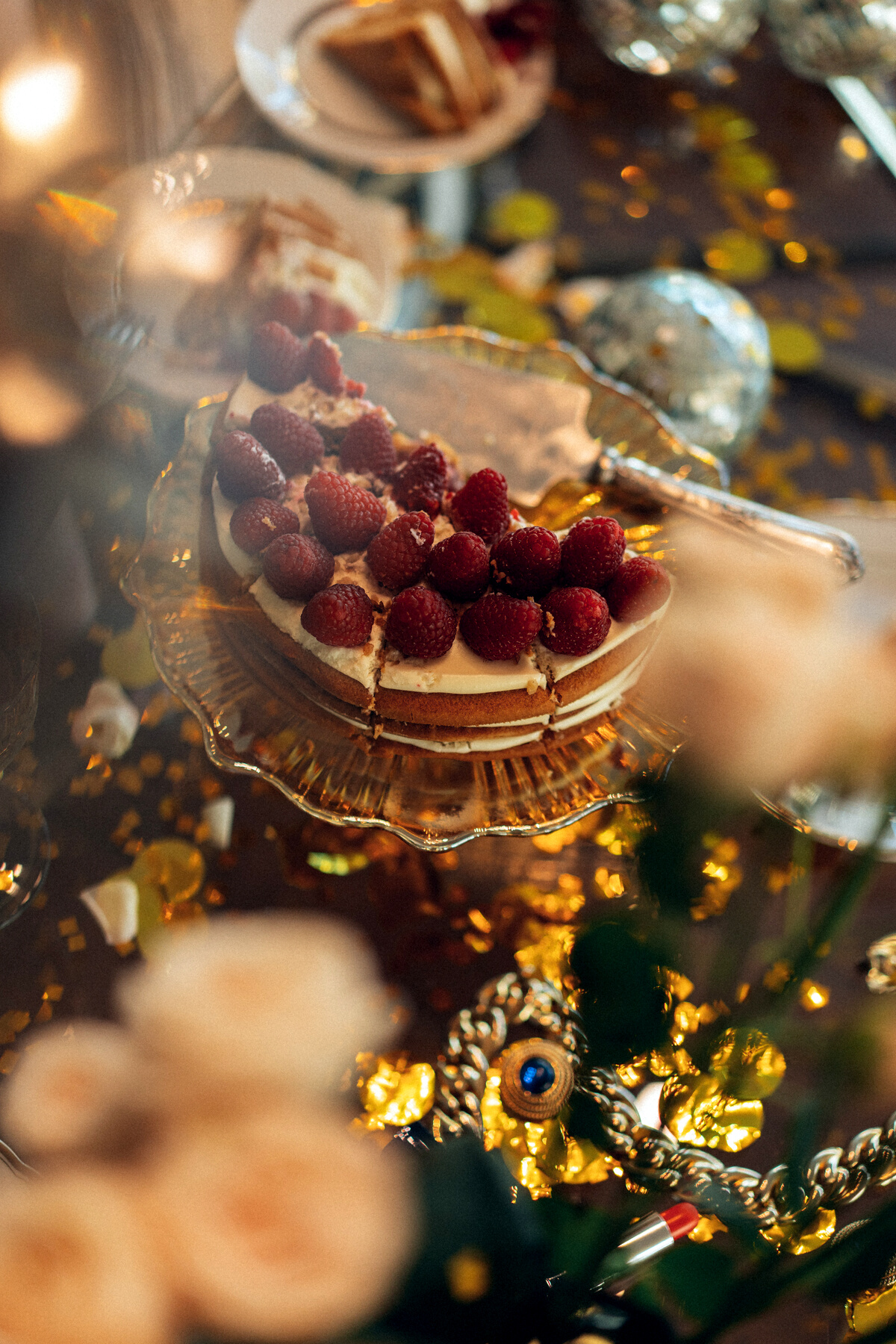 Cake on Glass Table